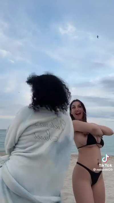 Big boobs girls at the beach