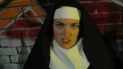 Sarah Nicklin Kicks a Man in the Balls in Nun of That (2008)