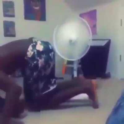 Dude sticks his pp inside a fan