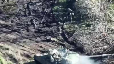 Demilitarization of a Russian tank with an ATGM