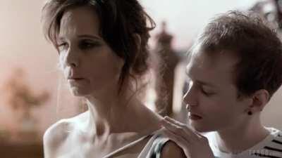 Two sons taking care of mature mom after their dad left her