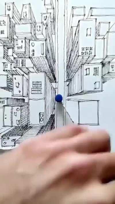 Drawing a city using a string