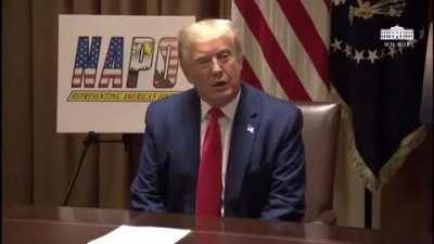 Trump claims that instigators are using cans of soup as weapons instead of bricks.