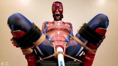Me [f] as SpiderGirl being forced to squirt on magic wand while in bondage!