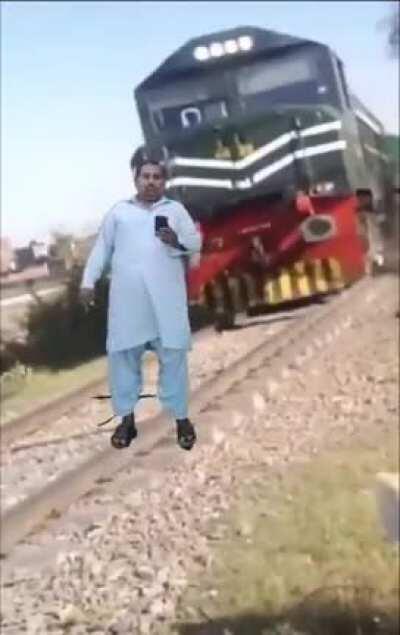 Freezing time to stop a train for a selfie.