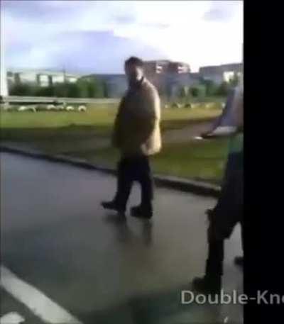 A kid harassing a homeless man gets a lesson