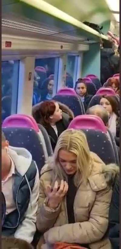 (Older) kid on a train in London, the stupidest of kids acting Vicky pollard like (google if not in the Uk)