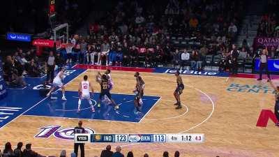 [Highlight] 4 Nets players caught ball-watching as Isaiah Jackson grabs the offensive board leading to a Mathurin slam