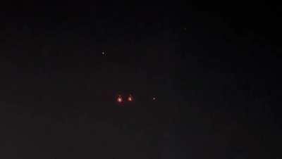 UA POV: What is claimed to be a Russian A-50 shooting out flares before being hit