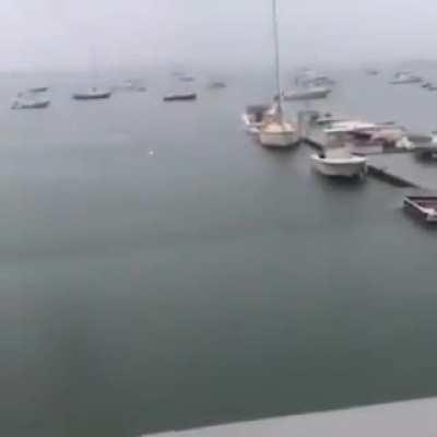 Cameraman manages to capture a boat being struck by lightning