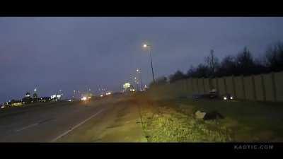 Traffic cop nearly hit by truck