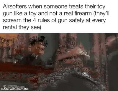 OH MY GOD HES TOUCHING THE TRIGGER DURING A PHOTOSHOOT! GET HIM!