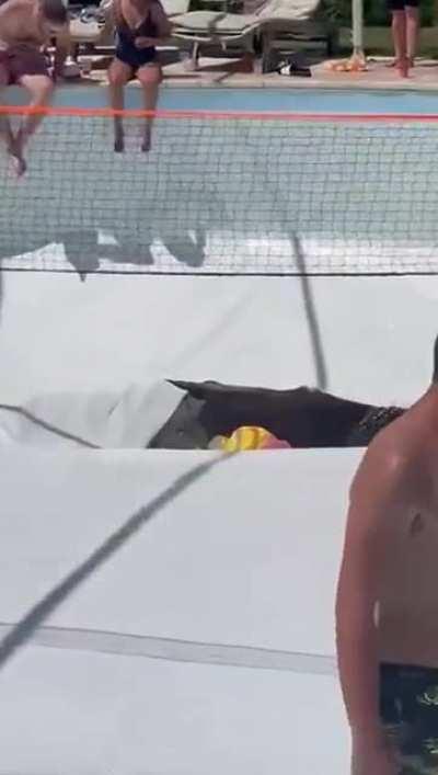 Searches ongoing for man who fell in sinkhole under pool in Israel. Video below.