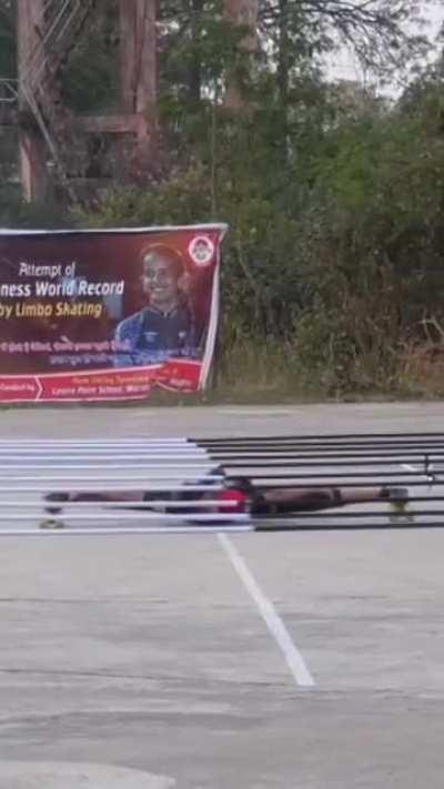 The Fastest time to limbo skate under ten bars is 1.69 seconds by Shrishti Dharmendra.