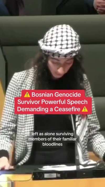 Bosnian Genocide Surviver Powerful speech Demanding Ceasefire 