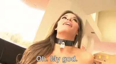 Madelyn Marie breaking character because of a big dick