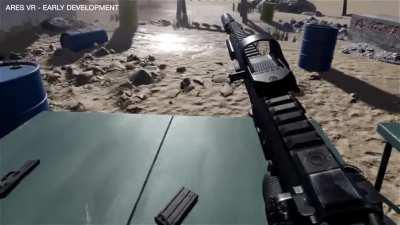 SCAR-L in Roblox VR. We’re trying to make the best weapons system possible. Hands don’t teleport between states, weight simulation, hands will rest for a moment, etc.