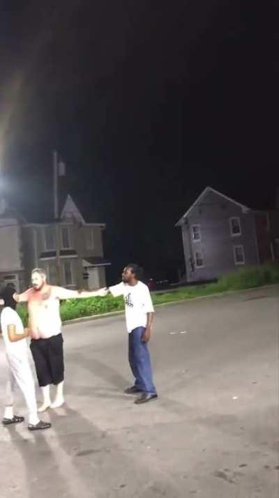 Black guy sucker punched white guy who was trying to stop a fight.