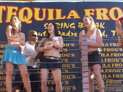 Doesn't want to show her boobs but gives in and pulls out these winners.