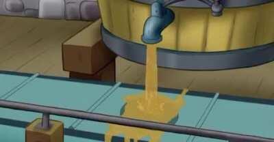 George drinks the piss barrel