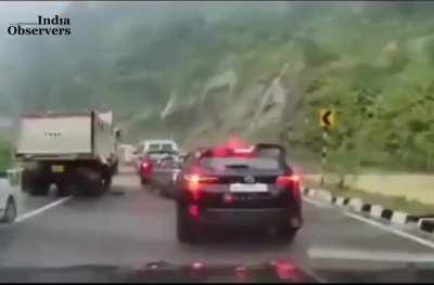 Tragic landslide in Nagaland claims two lives as a massive boulder crushes cars.