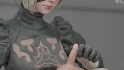 2B playing with a dick (Redmoa)