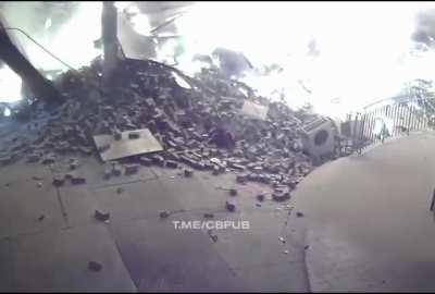 Arsonist trying to burn a shop is buried under rubble when the building explodes due to build up of petrol fumes