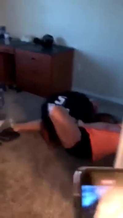 Girls boyfriend is in the room getting his dick sucked. Girlfriend walks in, he walks out trying to tuck his boner away. From there we get a quality fat booty thot beat down