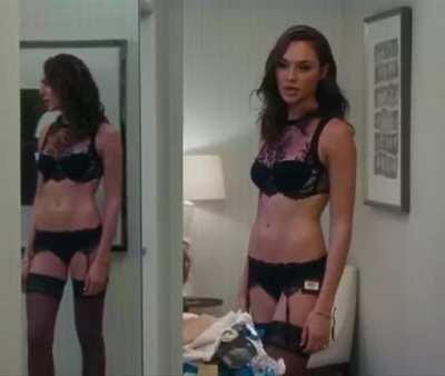 Gal Gadot trying on some lingerie