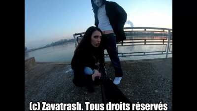 French Girl Blows Guy on Pier