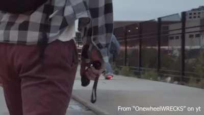 Pushing over an e-scooter at speed while on the Batboard...if only all pointless dick moves ended so appropriately!