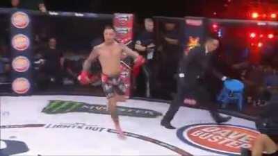 (Professional) Fighter recognizes his opponent is unconscious before the ref and refuses to ground and pound him.