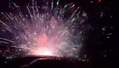 Sparks ignite 30 mortars accidentally on the ground. We ran.