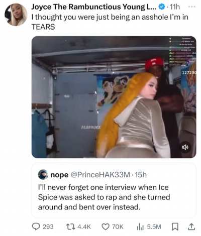 “Ice spice can you do something for me?”