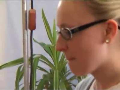 Horny guy on a porn set decides to try and fuck the make up lady