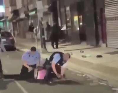 Cops intentionally put man's hand on stick just for an excuse to beat him up.