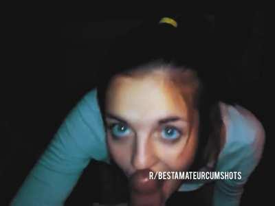 Green eyed cutie licks away to a massive cum eruption 💦💦💦