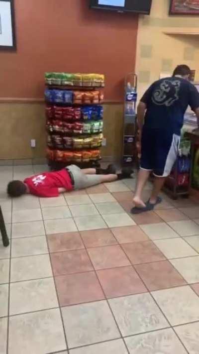 Knocks out guy at subway and orders food like it never happened.