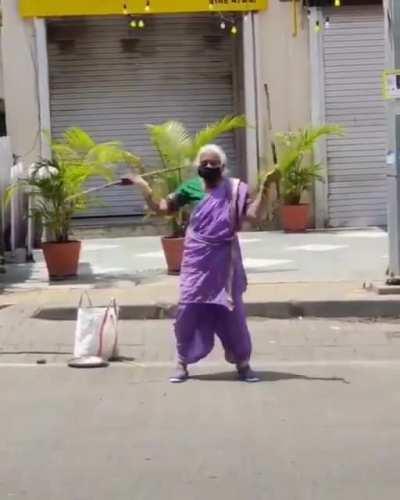 The lady is 75 years old and can still perform such skills.