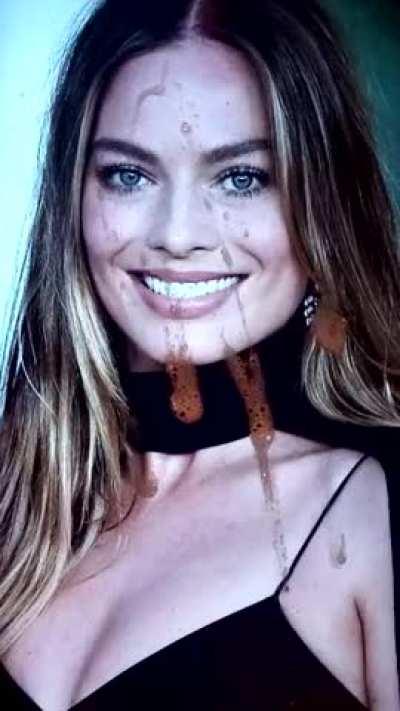 Margot Robbie's gorgeous face covered in spit and cum💦