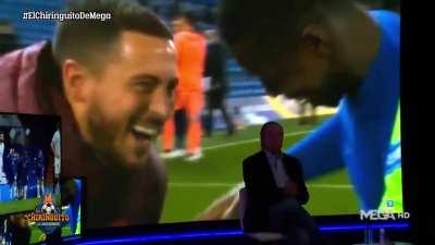 The most brilliant opening to a post-match analysis by El Chiringuito De Jugones after Real Madrid defeat to Chelsea with laughing Hazard in the background and dramatic music included as well.