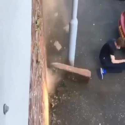 WCGW jumping from an unstable wall
