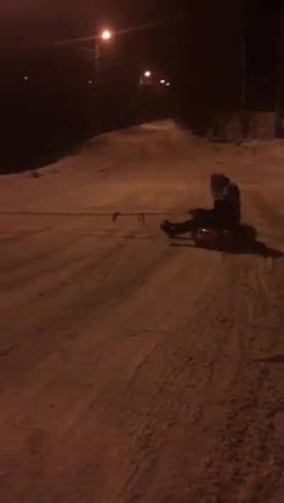 HMC while I get pulled on a sled.
