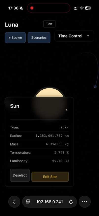 I didn't realize Universe Sandbox was available on MacOS so I got started working on my own (worse) web-based version