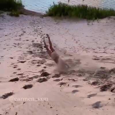 Walking down is too boring.