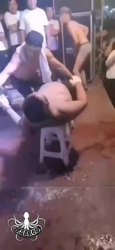 Smashing Rock Stunt Goes Wrong (Different Angle)