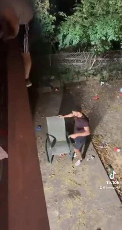 Trying to climb up to the balcony