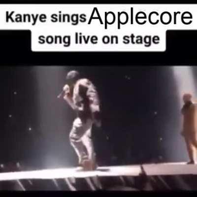 Kanye sings Applecore song live on stage. He is so talented 🥺.
