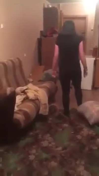 Russian woman beats down her boyfriend (ex)