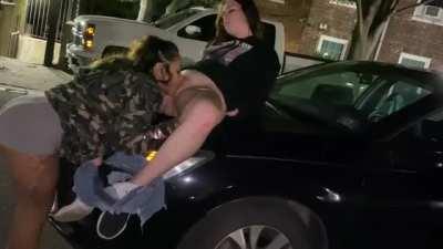 Having some good outdoor midnight fun with my roommate